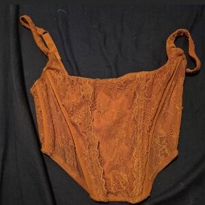 Wild Fable Lace Bodysuit in Rich Orange